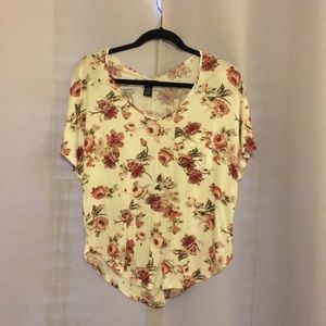 Floral Tee  With Wide V-Neck Size XS
